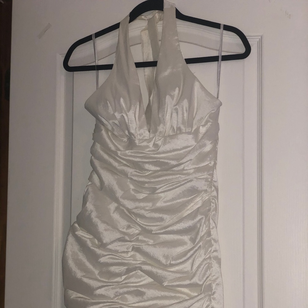 White Rouched Jessica McClintock Dress